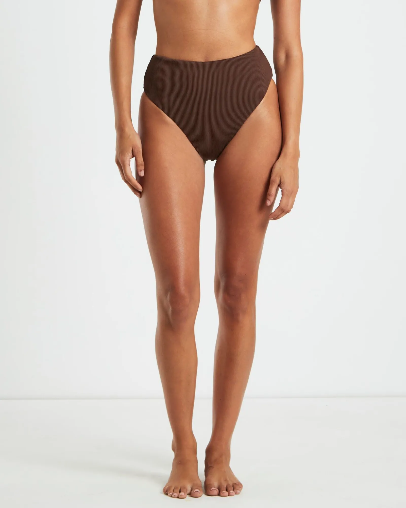 rib_high_waisted_bottoms__0-1.webp Sale SUBTITLED Rib High Waisted Bottoms In Chocolate Brown