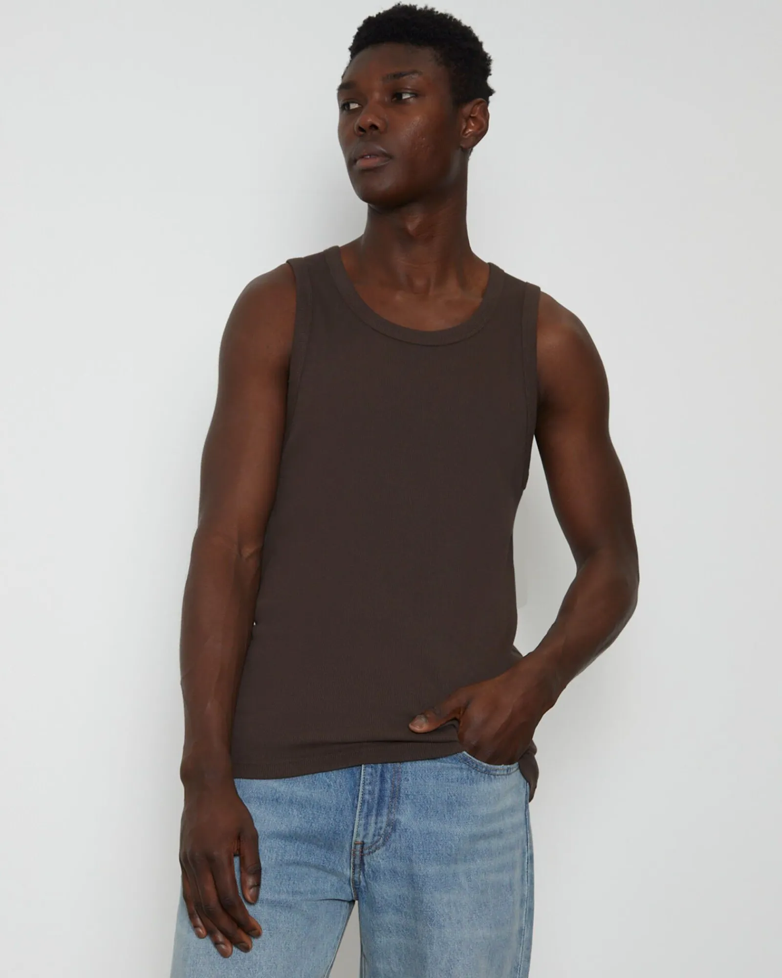 rib_singlet_in_umber_brow_0.webp Store GENERAL PANTS CO. BASICS Rib Singlet In Umber Brown