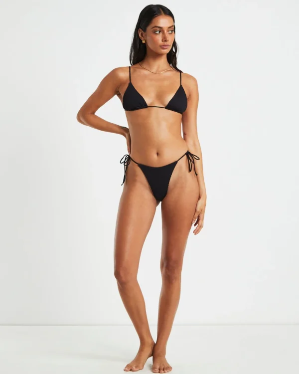 New SUBTITLED Rib Skinny Strap Tie Side Bikini Bottoms In Black
