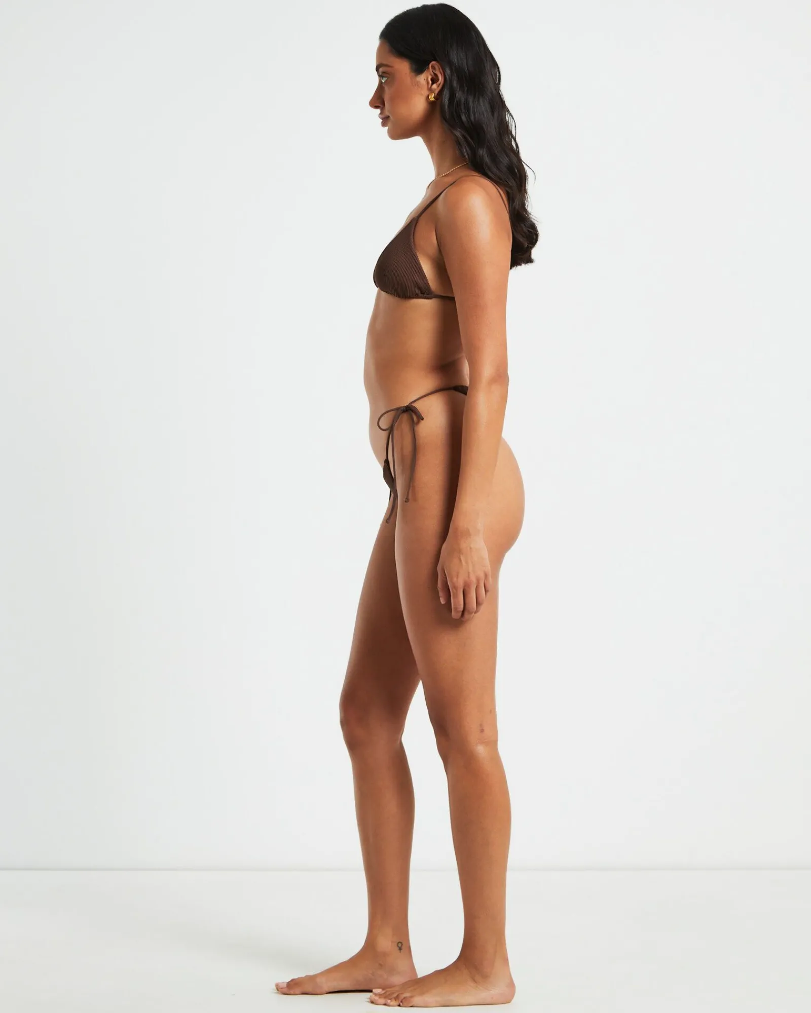 rib_skinny_strap_triangle_4-1.webp Sale SUBTITLED Rib Skinny Strap Triangle Bikini Top In Chocolate Brown