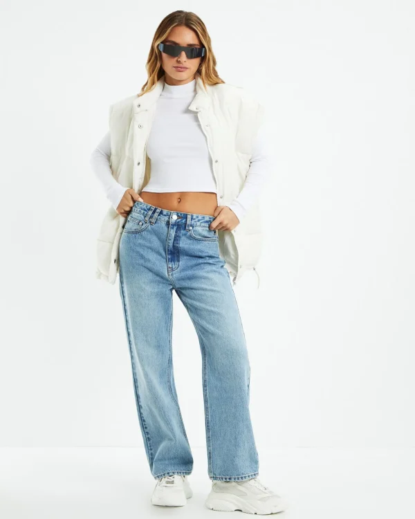 Hot GENERAL PANTS CO. BASICS Ribbed Long Sleeve Crop Skivvy White