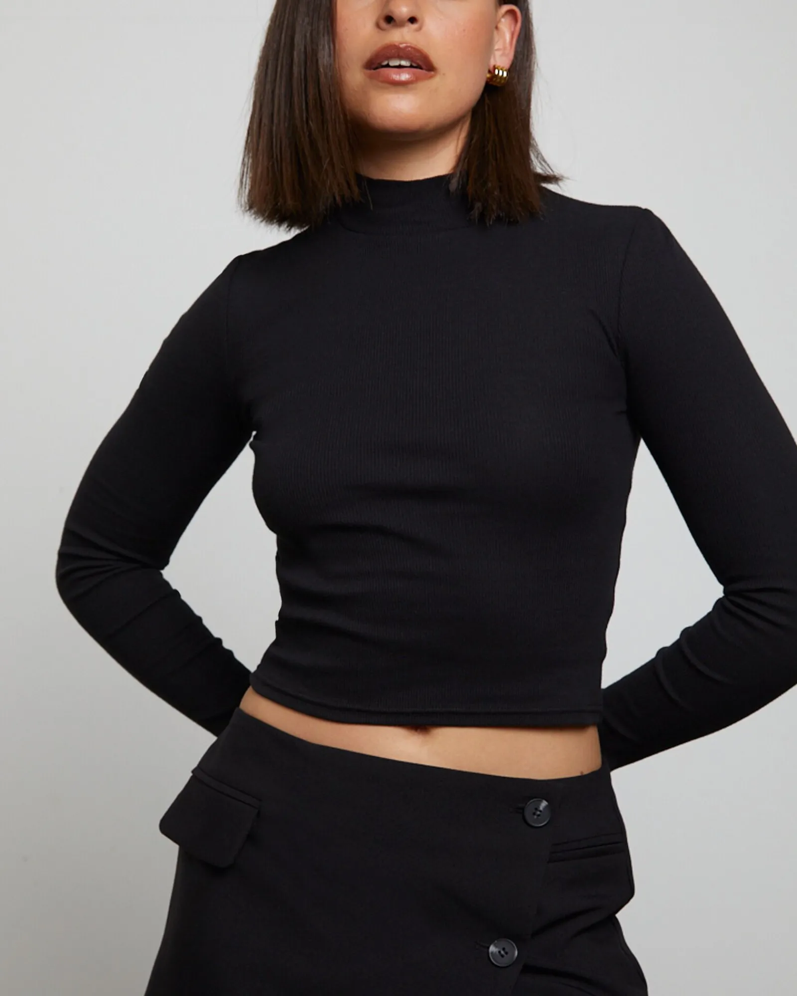 ribbed_long_sleeve_crop_s_4-1.webp Online GENERAL PANTS CO. BASICS Ribbed Long Sleeve Crop Skivvy In Black