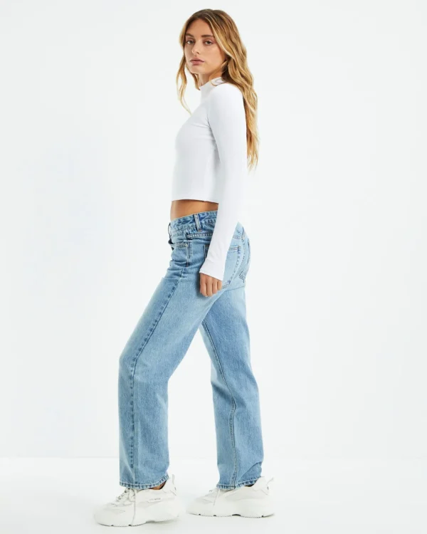 Hot GENERAL PANTS CO. BASICS Ribbed Long Sleeve Crop Skivvy White