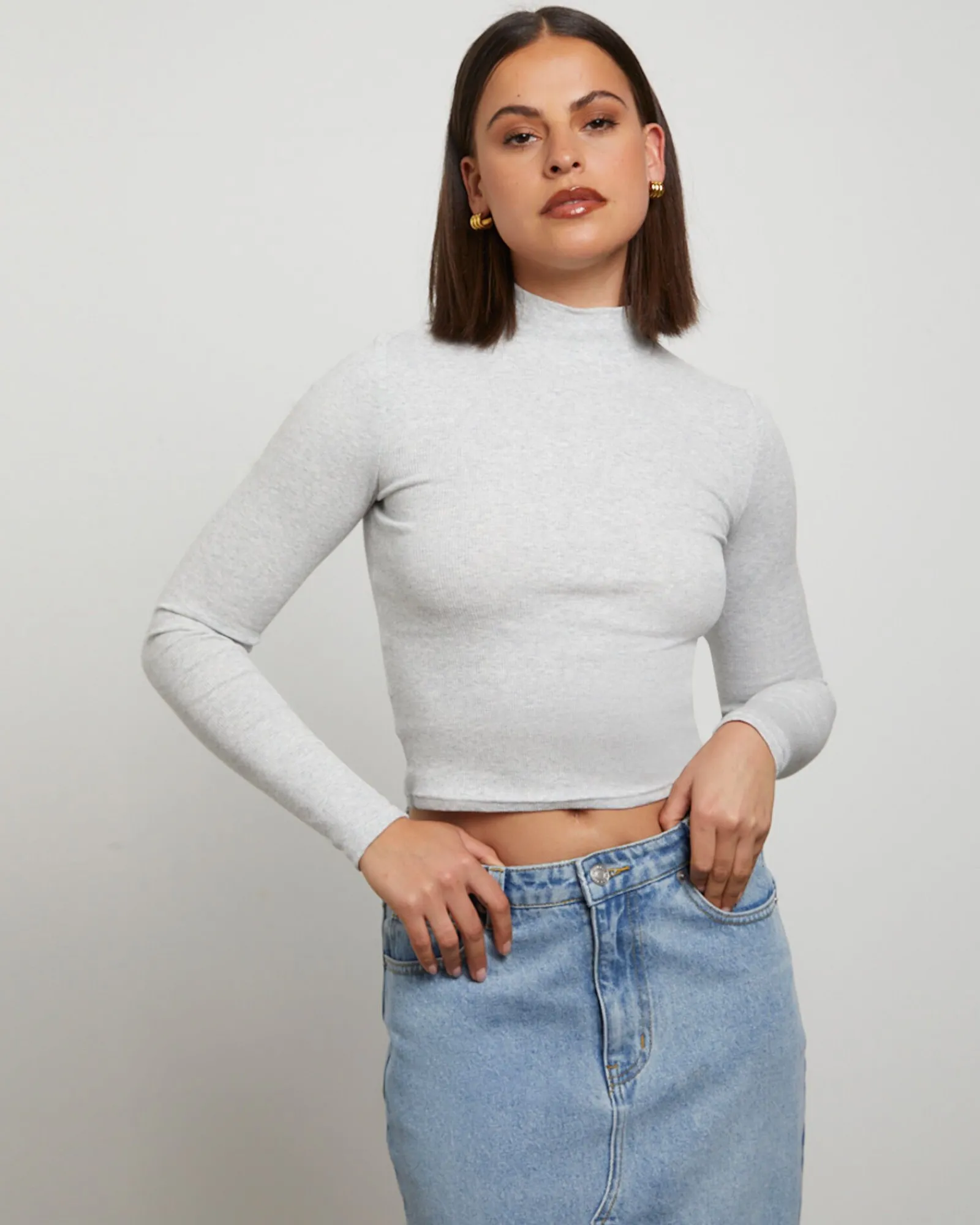 ribbed_long_sleeve_skivvy_0.webp Shop GENERAL PANTS CO. BASICS Ribbed Long Sleeve Skivvy In Grey