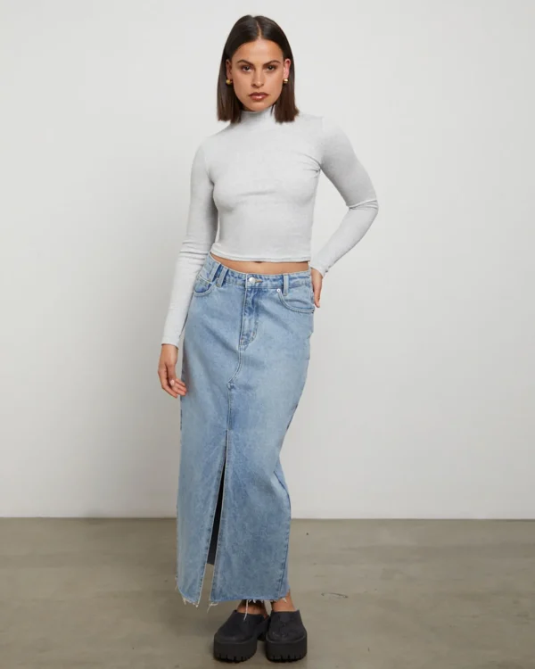 Shop GENERAL PANTS CO. BASICS Ribbed Long Sleeve Skivvy In Grey