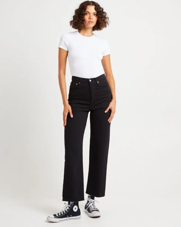 Flash Sale LEVIS Ribcage Straight Jeans Ankle Black Heart