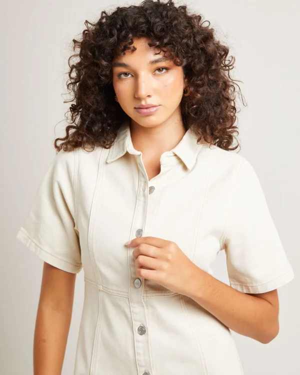 Store INSIGHT Rio Denim Mini Dress Ecru