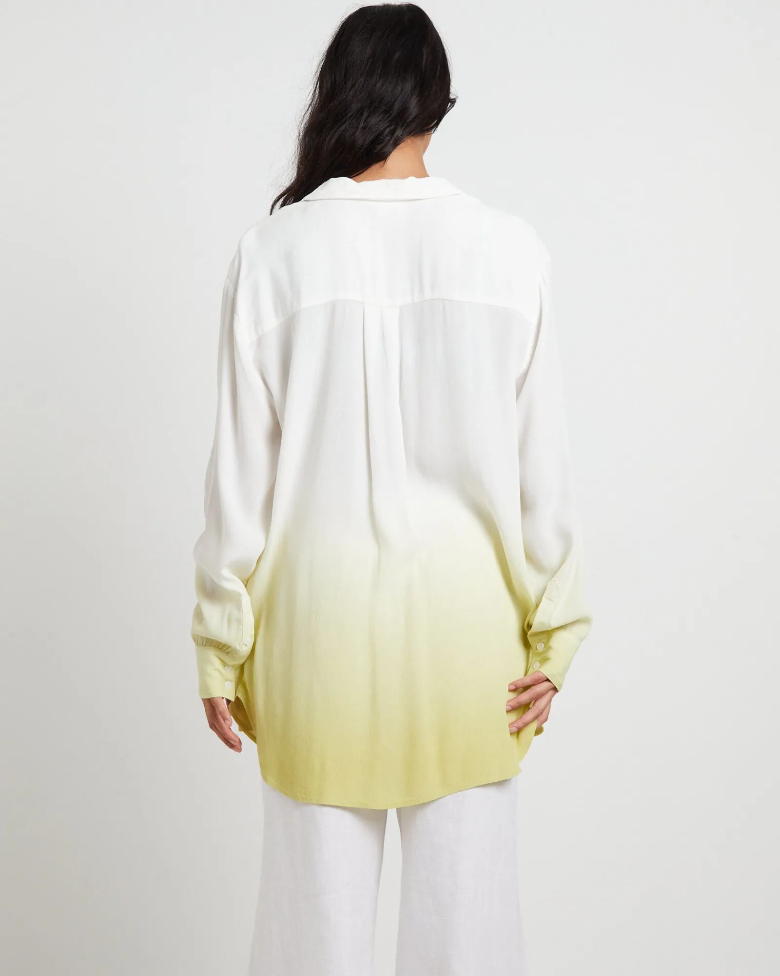 rochelle_dip_dye_long_sle_1.webp Shop SUBTITLED Rochelle Dip Dye Long Sleeve Shirt In Citrus Green