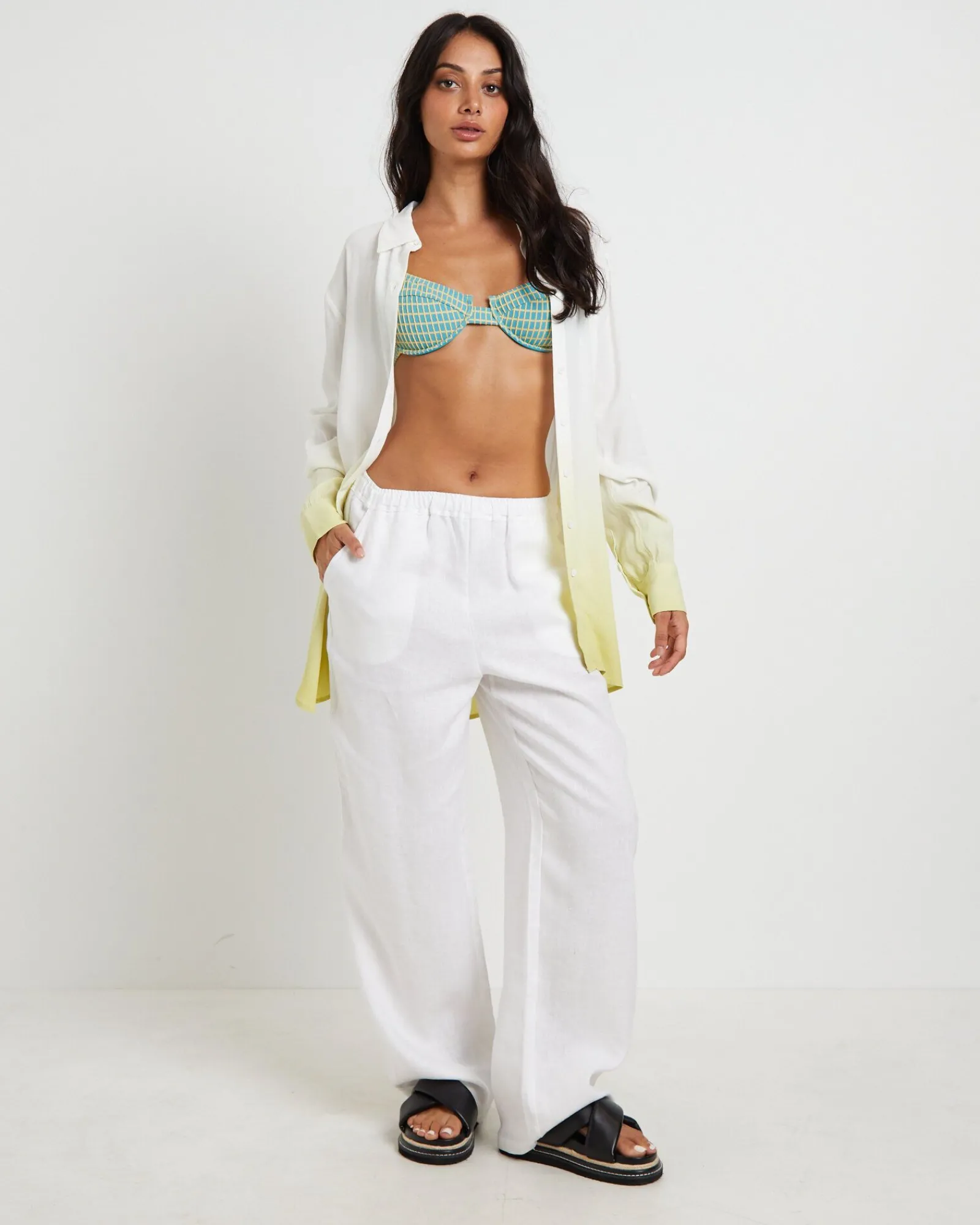 rochelle_dip_dye_long_sle_2.webp Shop SUBTITLED Rochelle Dip Dye Long Sleeve Shirt In Citrus Green