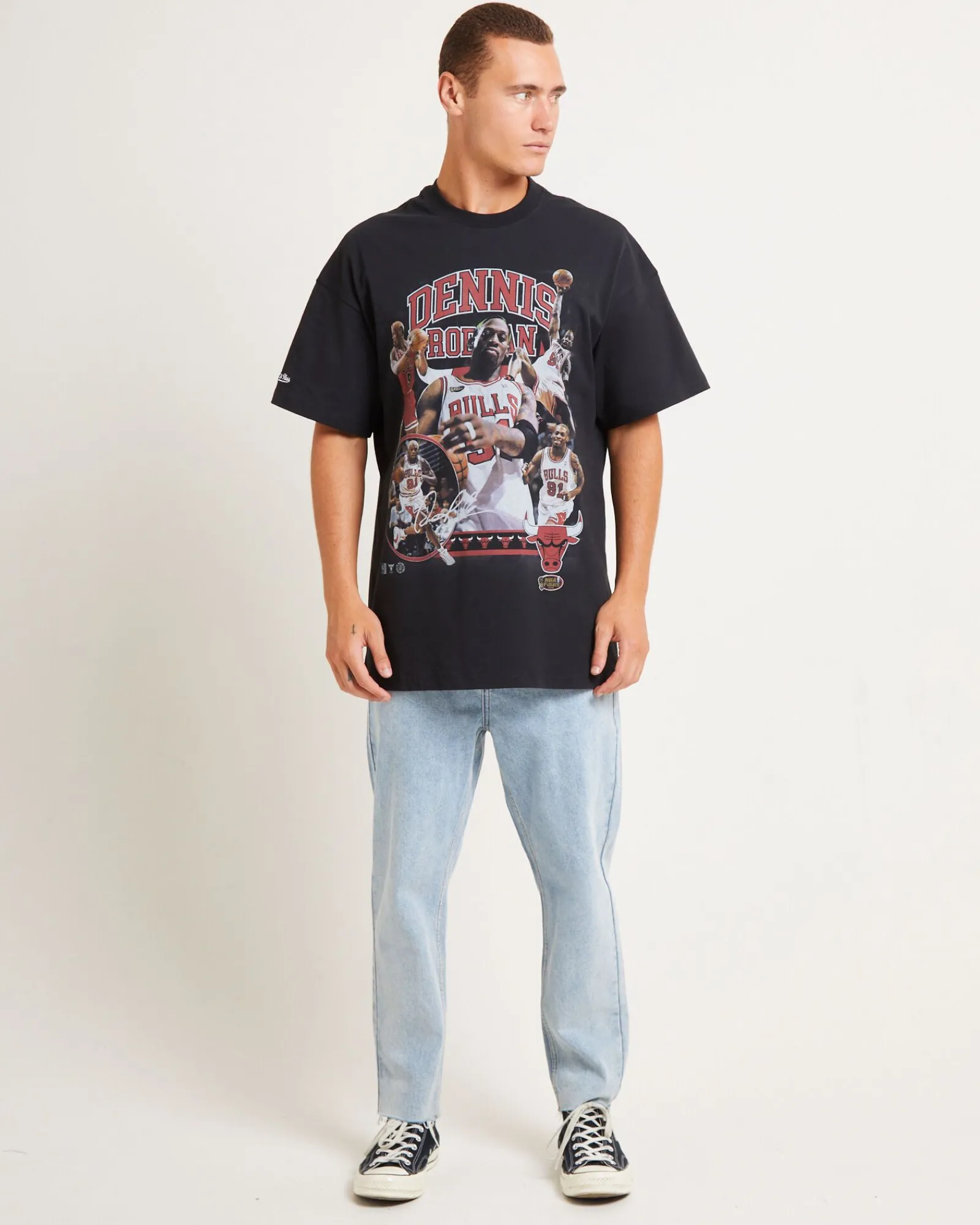 rodman_photo_short_sleeve_2.webp Discount MITCHELL & NESS Rodman Photo Short Sleeve T-Shirt In Faded Black