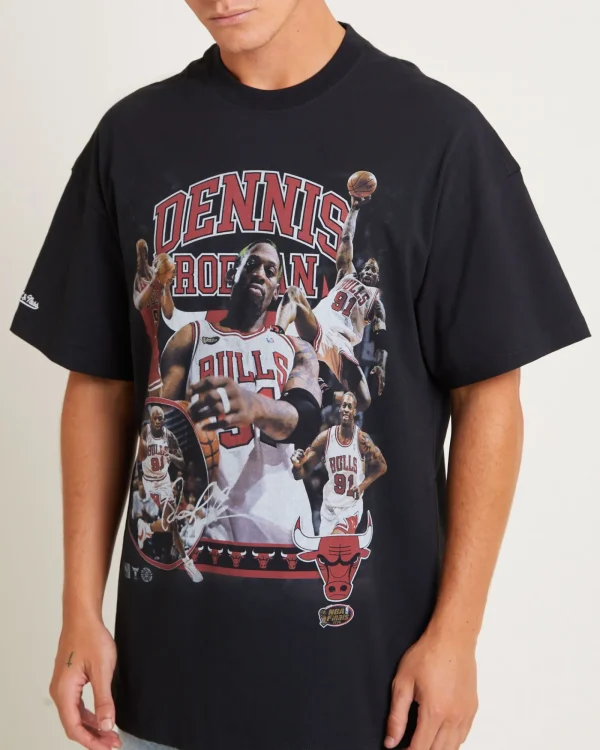 Discount MITCHELL & NESS Rodman Photo Short Sleeve T-Shirt In Faded Black
