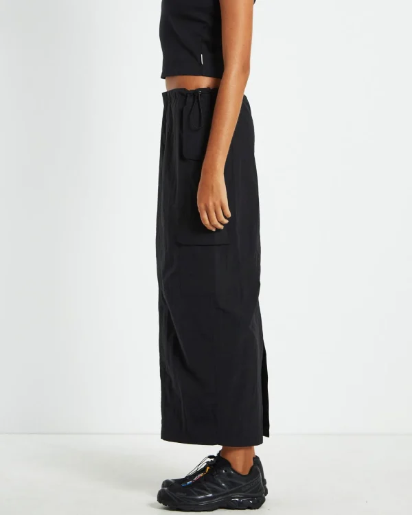 Clearance INSIGHT Ruby Multi Pocket Cargo Maxi Skirt Black
