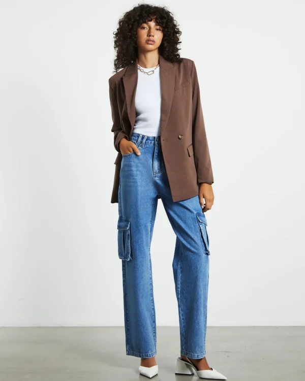 Shop INSIGHT Rumour Baggy Denim Cargo Jeans Saturated Blue
