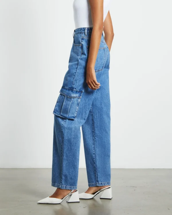 Shop INSIGHT Rumour Baggy Denim Cargo Jeans Saturated Blue