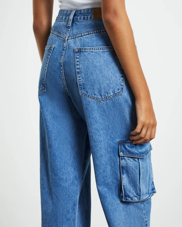 Shop INSIGHT Rumour Baggy Denim Cargo Jeans Saturated Blue