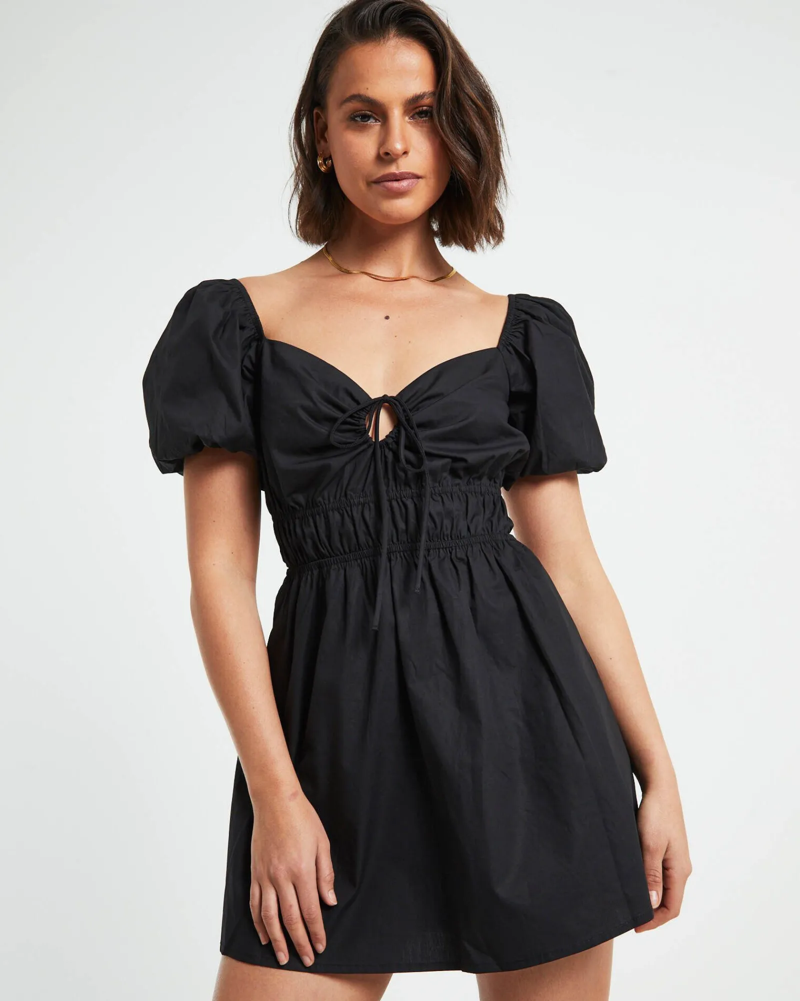 rylee_backless_puff_sleev_5.webp Store SUBTITLED Rylee Backless Puff Sleeve Mini Dress In Black