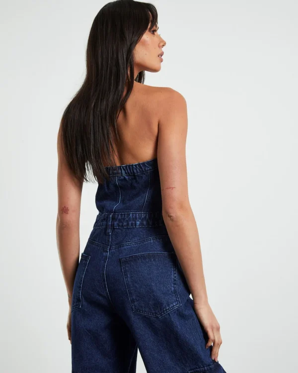 Best INSIGHT Sabrine Strapless Denim Boiler Suit Ink Blue