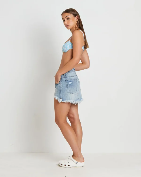 Cheap ONE TEASPOON Salty Dog Junkyard Denim Mini Skirt In Blue