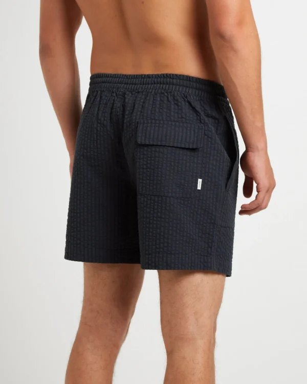 Fashion ARVUST Seesucker Stripe Boardshorts In Black