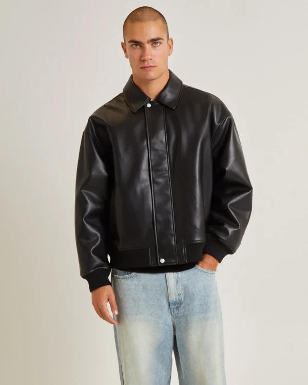 Fashion BLACK NOISE WHITE RAIN Seidler Bomber Jacket Black