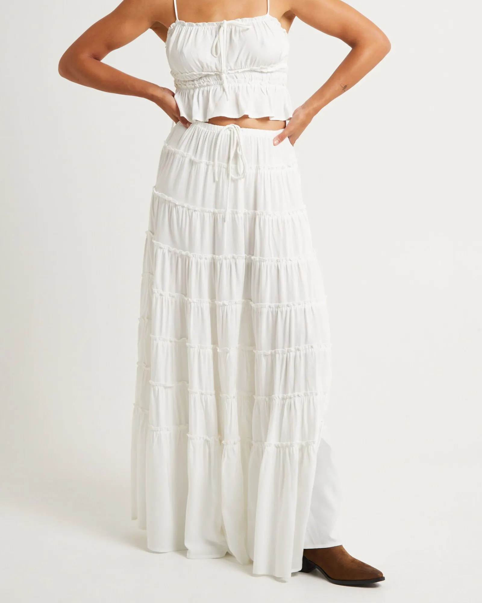 sereno_tiered_maxi_skirt__0.webp Shop SUBTITLED Sereno Tiered Maxi Skirt White