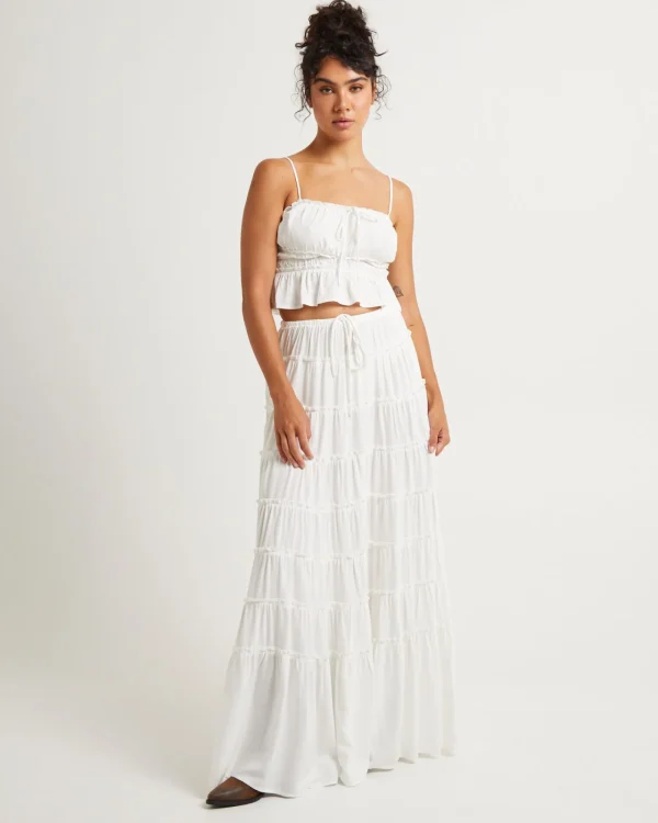 Shop SUBTITLED Sereno Tiered Maxi Skirt White