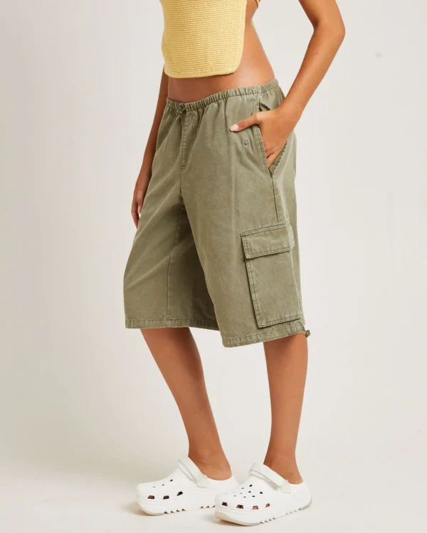 Best INSIGHT Shallows Cargo Jort Shorts In Khaki
