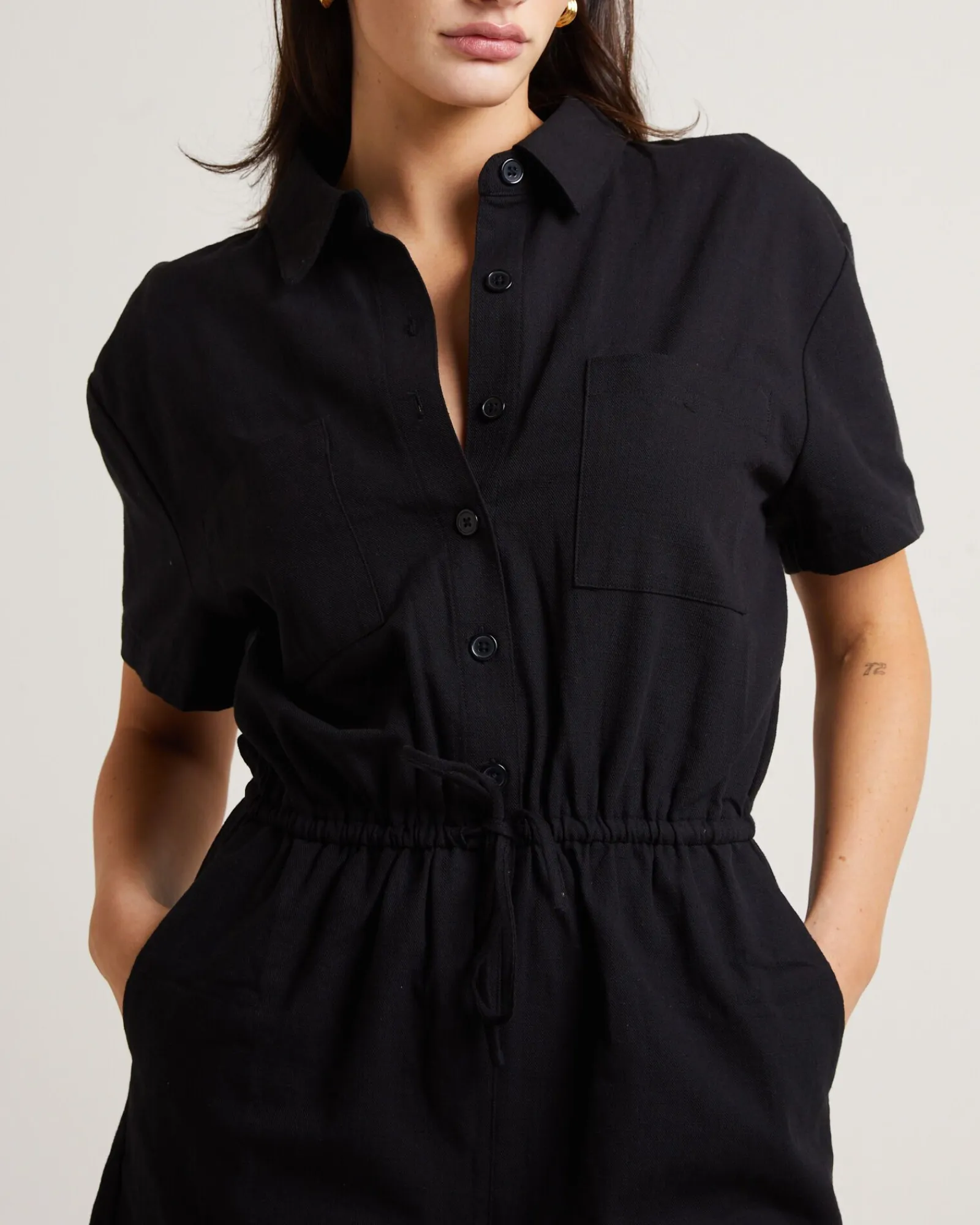 shelley_short_sleeve_play_4.webp Clearance SUBTITLED Shelley Short Sleeve Playsuit In Black
