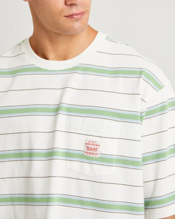 Best LEVIS Short Sleeve Workwear T-Shirt Stanlee Strip Egret