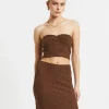 Flash Sale SUBTITLED Skyla Texture Twist Bandeau Top In Hazelnut Brown