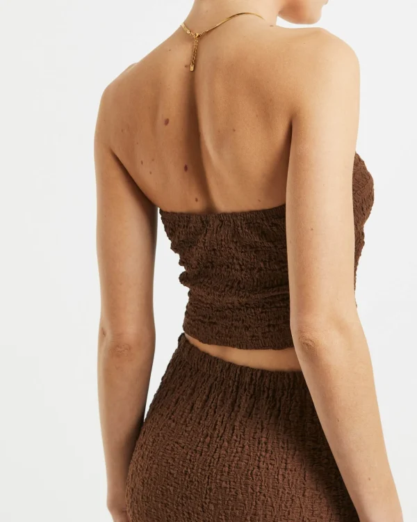 Flash Sale SUBTITLED Skyla Texture Twist Bandeau Top In Hazelnut Brown