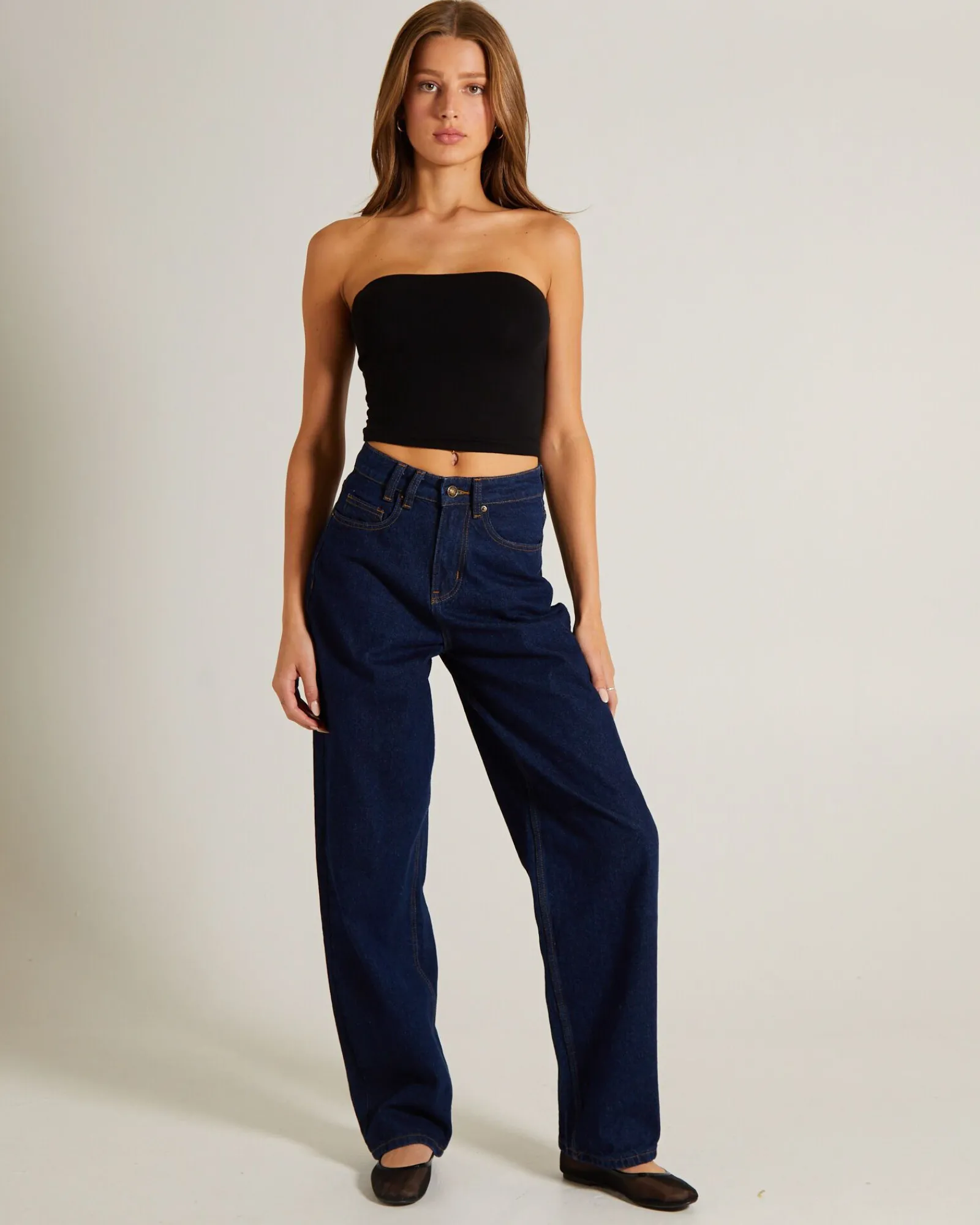 slinky_strapless_top_in_b_2.webp Store GENERAL PANTS CO. BASICS Slinky Strapless Top In Black