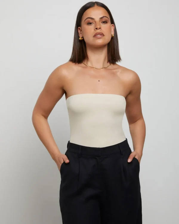Online GENERAL PANTS CO. BASICS Slinky Strapless Top In Vintage Stone