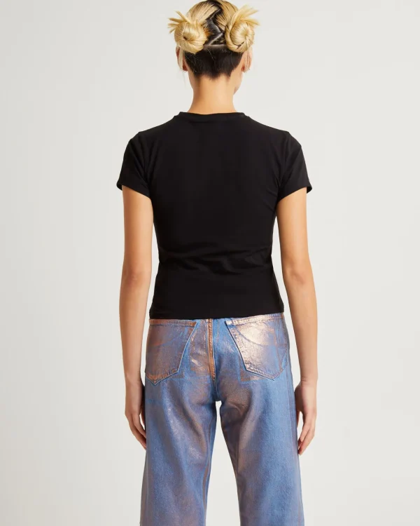 Outlet CALVIN KLEIN Slogan Fitted Tee Black
