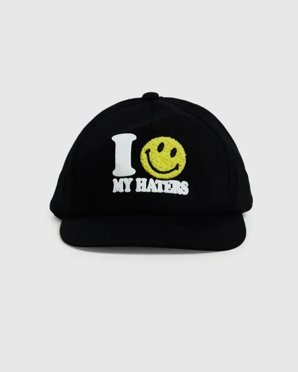 Best MARKET Smiley Haters 5 Panel Hat Vintage Black