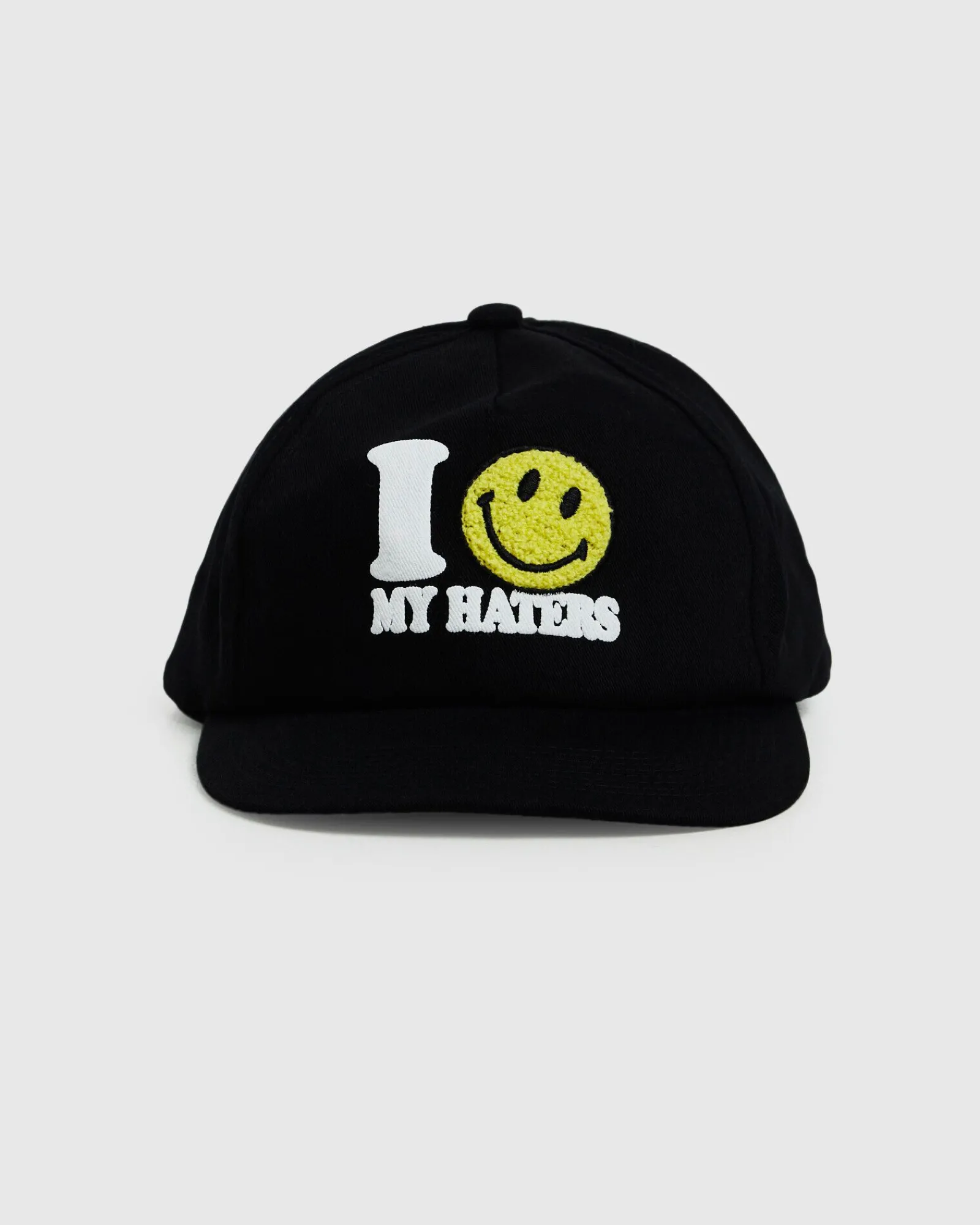 smiley_haters__panel_hat__1.webp Best MARKET Smiley Haters 5 Panel Hat Vintage Black