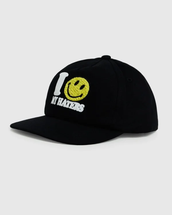 Best MARKET Smiley Haters 5 Panel Hat Vintage Black