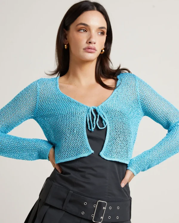 Discount ALICE IN THE EVE Sofia Sequin Long Sleeve Cover Up In Aqua