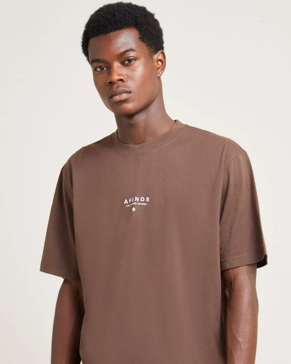 New AFENDS Space Recycled Retro Fit Short Sleeve T-Shirt Coffee
