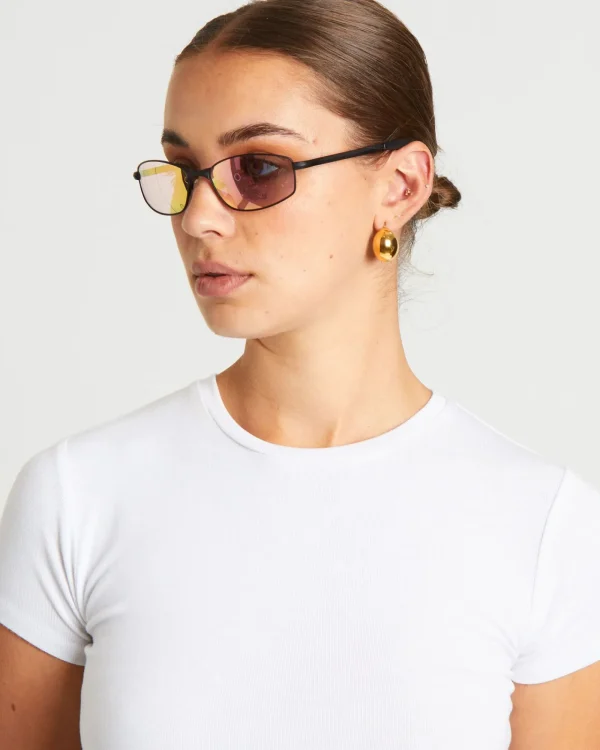 Flash Sale LE SPECS Star Beam Sunglasses In Matte Black/Pink Mirror