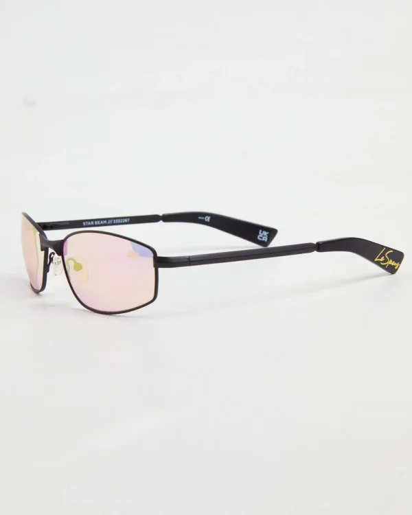 Flash Sale LE SPECS Star Beam Sunglasses In Matte Black/Pink Mirror