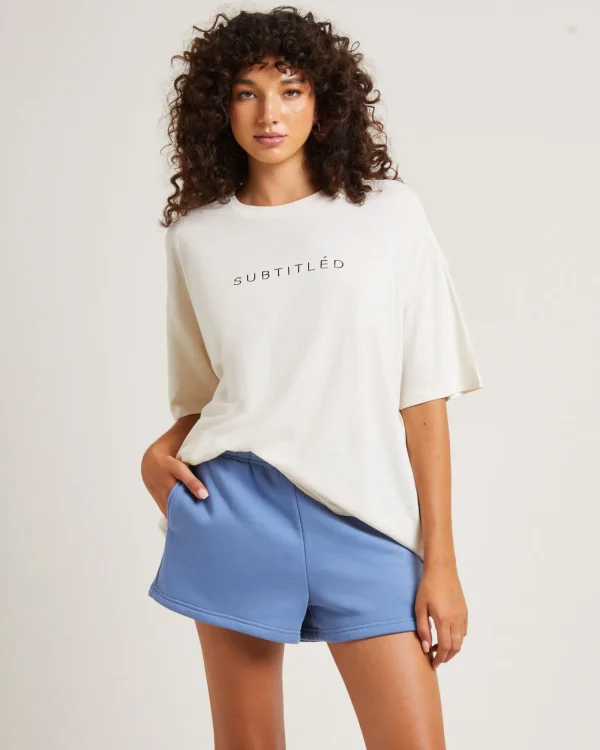 Cheap SUBTITLED State Linen Oversized T-Shirt In Cream