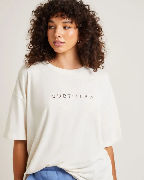 Cheap SUBTITLED State Linen Oversized T-Shirt In Cream