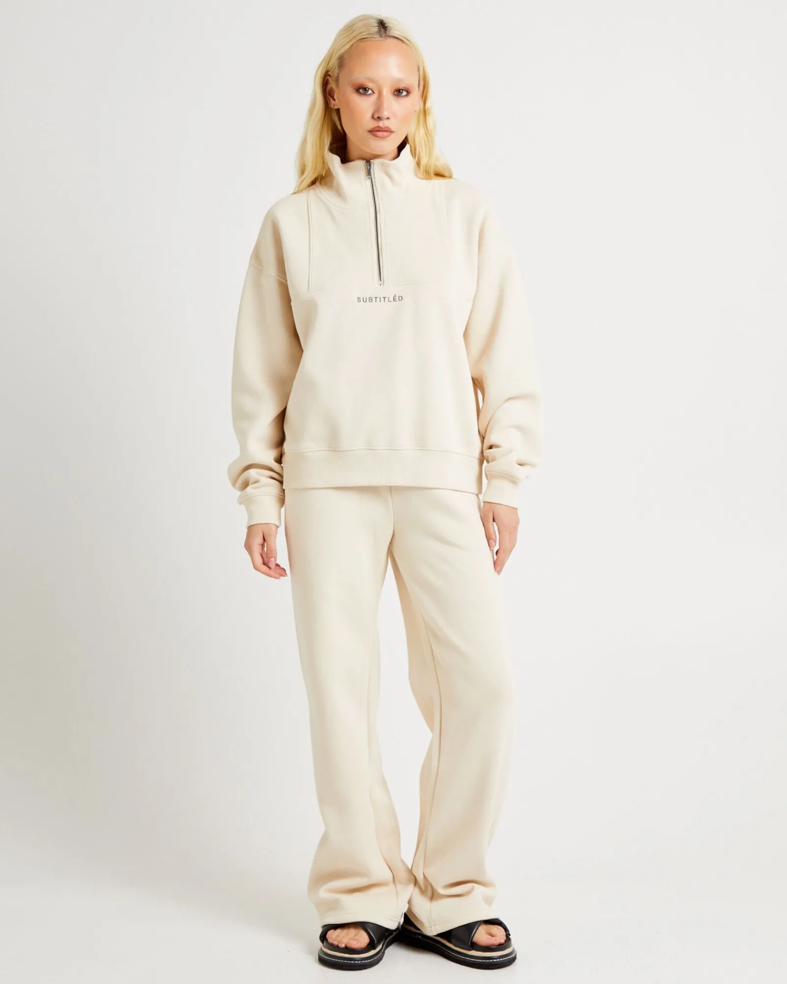 state_panelled_zip_front__0.webp Clearance SUBTITLED State Panelled Zip Front Fleece Oat
