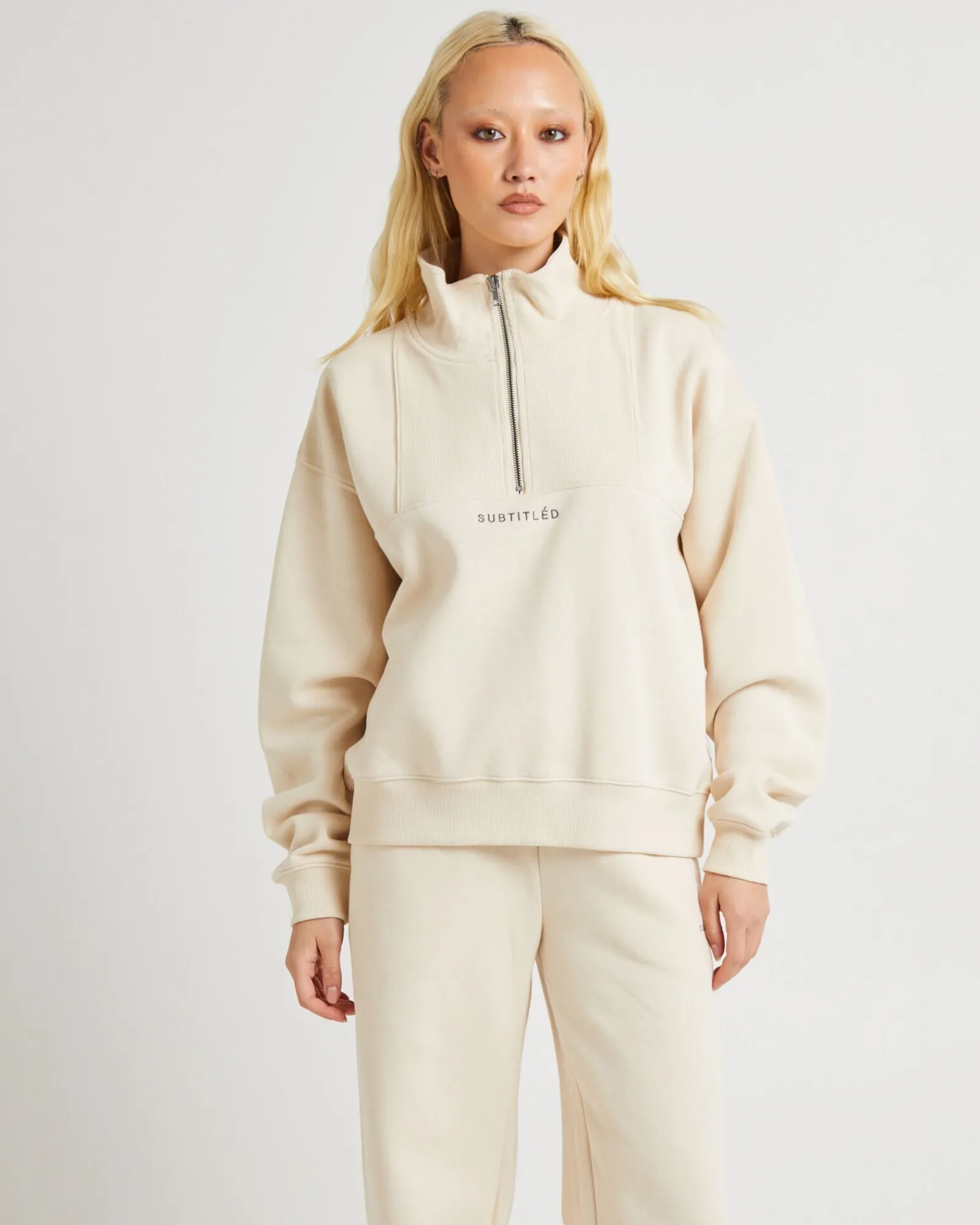 state_panelled_zip_front__2.webp Clearance SUBTITLED State Panelled Zip Front Fleece Oat