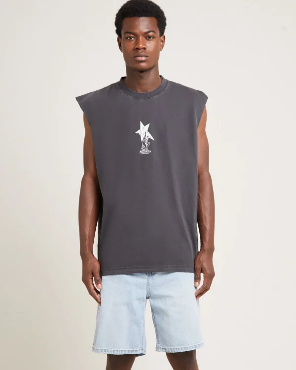 Fashion AFENDS Statue Recycled Sleeveless Tee Stone Black