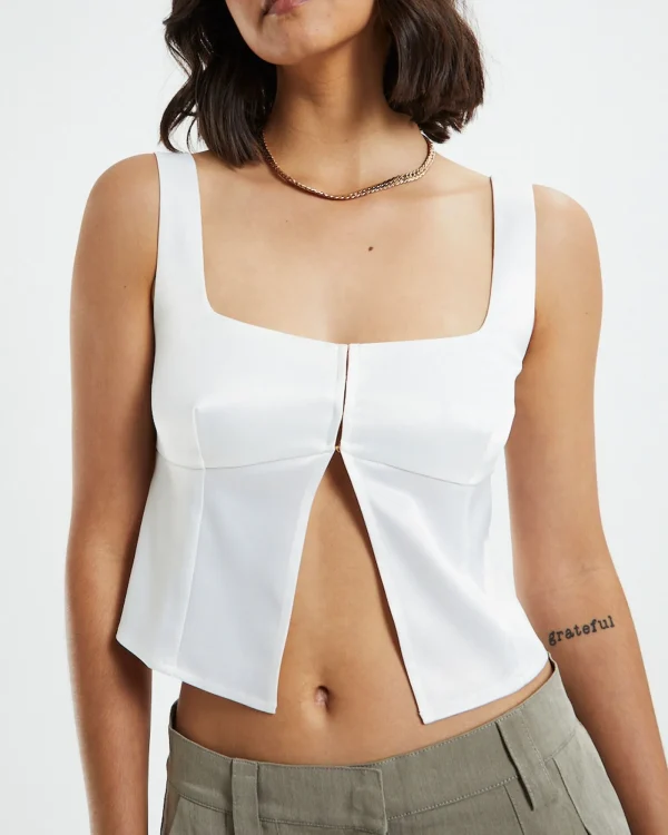 Cheap ALICE IN THE EVE Stella Silky Corset Top Ivory
