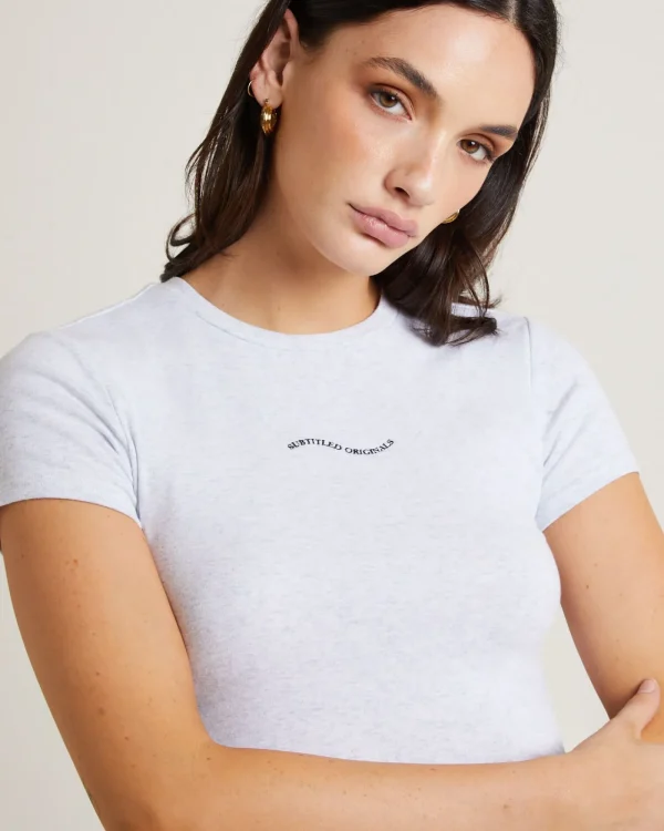 Outlet SUBTITLED Wave Fitted Tee In Grey Marle