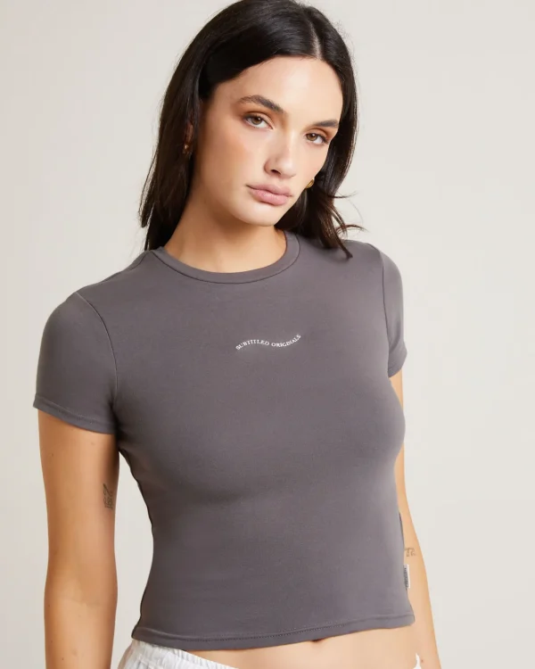 Flash Sale SUBTITLED Wave Fitted Tee In Slate Grey