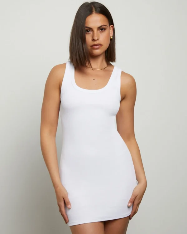Hot GENERAL PANTS CO. BASICS Super Scoop Classic Dress In White